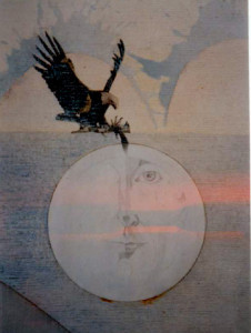 eagle with self portrait